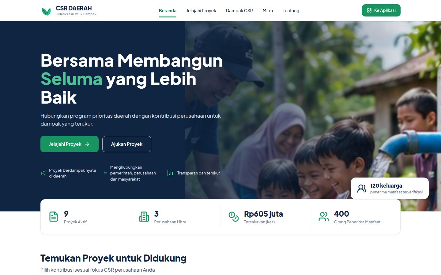Tampilan menu Portal di Arco CSR